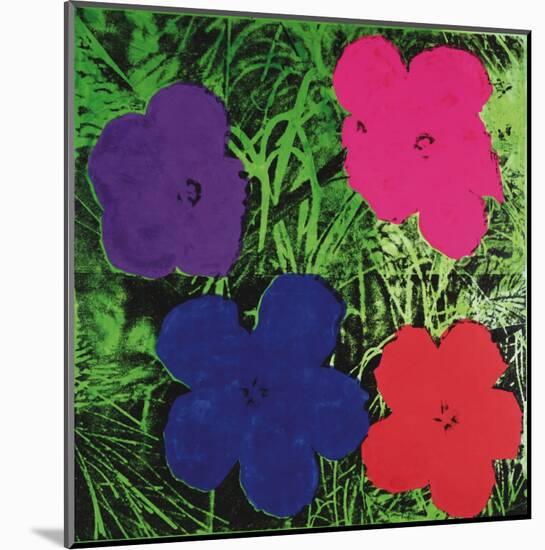 Flowers, c.1964 (1 purple, 1 blue, 1 pink, 1 red)-Andy Warhol-Mounted Art Print