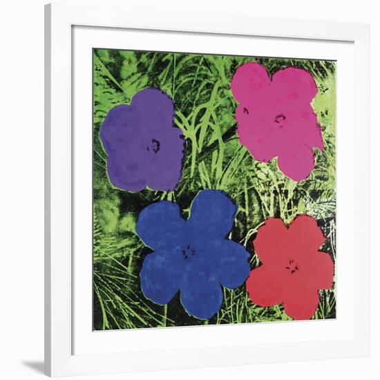 Flowers, C. 1964 (1 Purple, 1 Blue, 1 Pink, 1 Red)-Andy Warhol-Framed Art Print