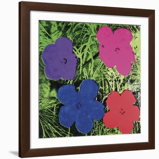 Flowers, C. 1964 (1 Purple, 1 Blue, 1 Pink, 1 Red)-Andy Warhol-Framed Art Print