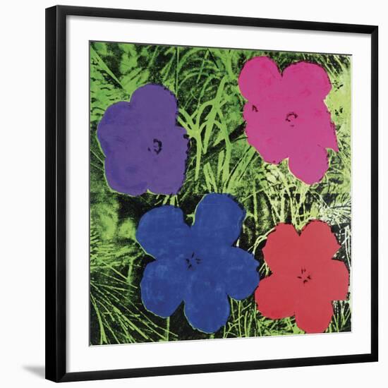 Flowers, C. 1964 (1 Purple, 1 Blue, 1 Pink, 1 Red)-Andy Warhol-Framed Art Print