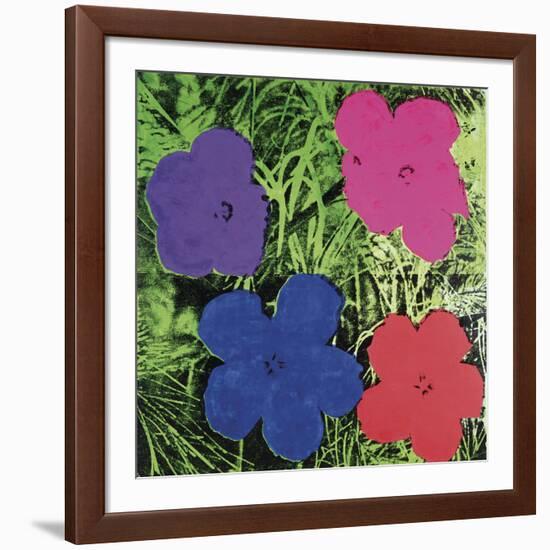 Flowers, C. 1964 (1 Purple, 1 Blue, 1 Pink, 1 Red)-Andy Warhol-Framed Art Print
