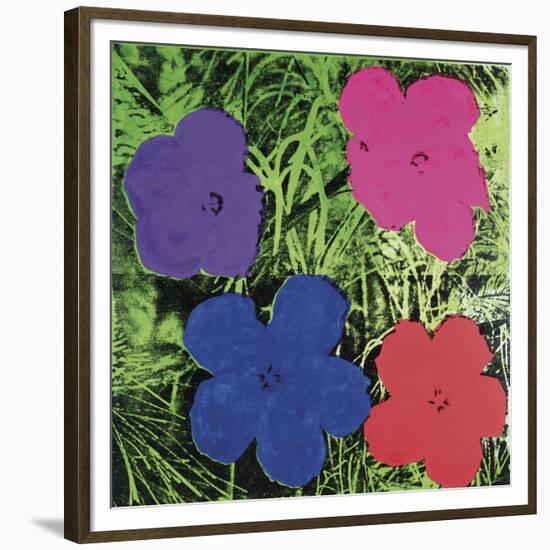 Flowers, c. 1964 (1 purple, 1 blue, 1 pink, 1 red)-Andy Warhol-Framed Art Print