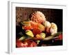 Flowers Carved from Fruit and Vegetables in a Bowl-Eising Studio Food Photo and Video-Framed Photographic Print