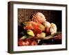 Flowers Carved from Fruit and Vegetables in a Bowl-Eising Studio Food Photo and Video-Framed Photographic Print