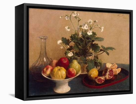 Flowers, Dish with Fruit and Carafe, 1865-Henri Fantin-Latour-Framed Stretched Canvas