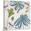 Flowers & Dragonflies-Tandi Venter-Stretched Canvas