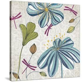 Flowers & Dragonflies-Tandi Venter-Stretched Canvas