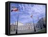 Flowers, Flags and Guards at the Presidential Palace, Santiago, Chile-Lin Alder-Framed Stretched Canvas