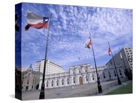 Flowers, Flags and Guards at the Presidential Palace, Santiago, Chile-Lin Alder-Stretched Canvas