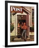 "Flowers for Teacher," Saturday Evening Post Cover, September 7, 1946-Stevan Dohanos-Framed Premium Giclee Print