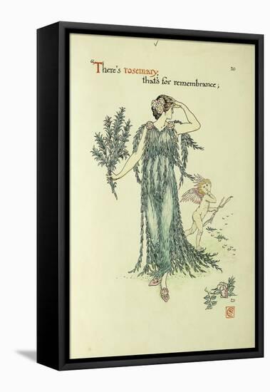 Flowers from Shakespeare's Garden: Rosemary-Walter Crane-Framed Stretched Canvas