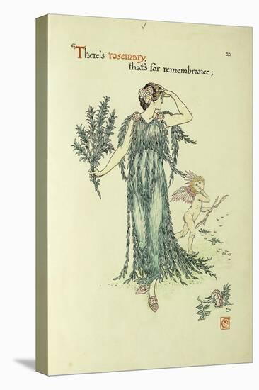 Flowers from Shakespeare's Garden: Rosemary-Walter Crane-Stretched Canvas