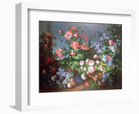 Flowers, Fruit with a Monkey and a Parrot-Jean-Baptiste Monnoyer-Framed Giclee Print