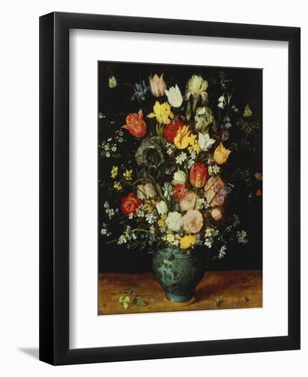 Flowers in a Blue Vase, about 1608-Jan Brueghel the Elder-Framed Premium Giclee Print