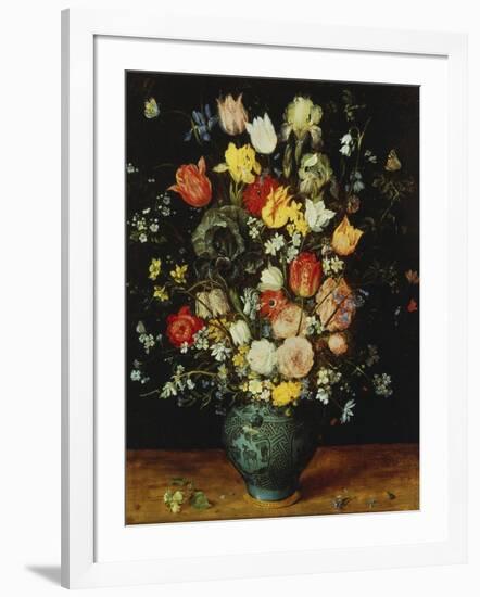 Flowers in a Blue Vase, about 1608-Jan Brueghel the Elder-Framed Giclee Print