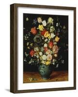 Flowers in a Blue Vase, about 1608-Jan Brueghel the Elder-Framed Giclee Print