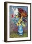 Flowers in a Blue Vase by Van Gogh-Vincent van Gogh-Framed Art Print