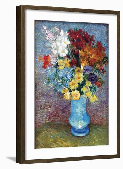 Flowers in a Blue Vase by Van Gogh-Vincent van Gogh-Framed Art Print