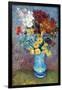 Flowers in a Blue Vase by Van Gogh-Vincent van Gogh-Framed Art Print