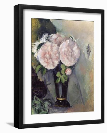 Flowers in a Blue Vase, C.1886-Paul Cézanne-Framed Giclee Print