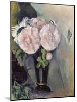 Flowers in a Blue Vase, C.1886-Paul Cézanne-Mounted Giclee Print