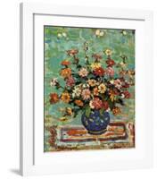 Flowers In A Blue Vase-Maurice Brazil Prendergast-Framed Art Print