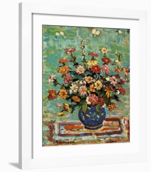 Flowers In A Blue Vase-Maurice Brazil Prendergast-Framed Art Print
