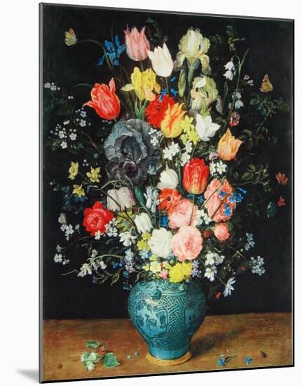 Flowers in a Blue Vase-Jan Brueghel the Elder-Mounted Collectable Print