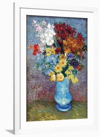 Flowers In a Blue Vase-Vincent van Gogh-Framed Art Print