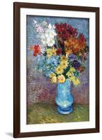 Flowers In a Blue Vase-Vincent van Gogh-Framed Art Print