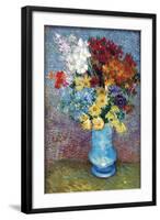 Flowers In a Blue Vase-Vincent van Gogh-Framed Art Print