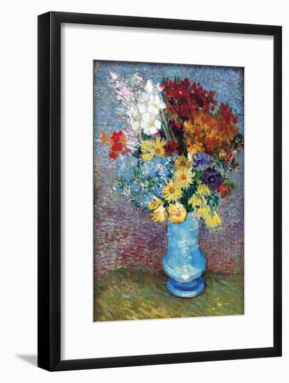 Flowers In a Blue Vase-Vincent van Gogh-Framed Art Print