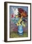 Flowers In a Blue Vase-Vincent van Gogh-Framed Art Print