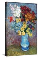 Flowers In a Blue Vase-Vincent van Gogh-Stretched Canvas