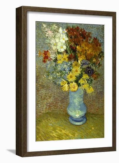 Flowers in a Blue Vase-Vincent van Gogh-Framed Giclee Print