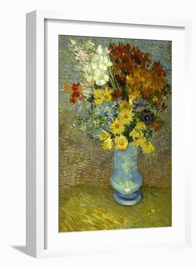 Flowers in a Blue Vase-Vincent van Gogh-Framed Giclee Print