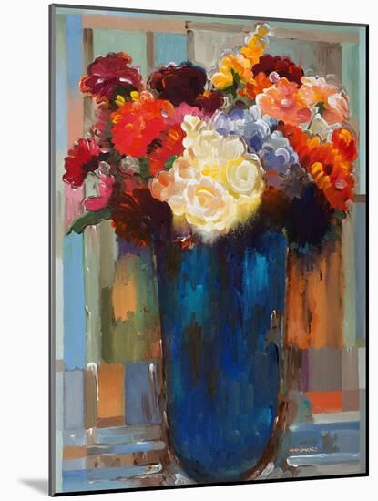 Flowers in a Blue Vase-Hooshang Khorasani-Mounted Art Print