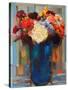 Flowers in a Blue Vase-Hooshang Khorasani-Stretched Canvas