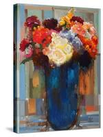 Flowers in a Blue Vase-Hooshang Khorasani-Stretched Canvas