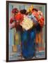 Flowers in a Blue Vase-Hooshang Khorasani-Framed Art Print