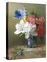 Flowers in a Blue Vase-Arantina Arendsen-Stretched Canvas