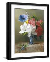 Flowers in a Blue Vase-Arantina Arendsen-Framed Giclee Print