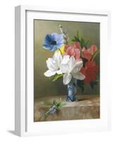 Flowers in a Blue Vase-Arantina Arendsen-Framed Giclee Print