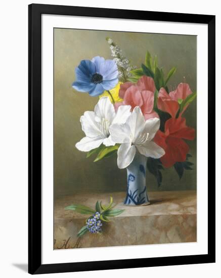 Flowers in a Blue Vase-Arantina Arendsen-Framed Premium Giclee Print