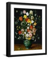 Flowers in a Blue Vase-Jan Brueghel the Elder-Framed Giclee Print