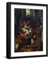 Flowers in a Blue Vase-Eugene Delacroix-Framed Giclee Print