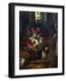 Flowers in a Blue Vase-Eugene Delacroix-Framed Giclee Print