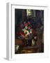 Flowers in a Blue Vase-Eugene Delacroix-Framed Giclee Print