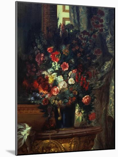 Flowers in a Blue Vase-Eugene Delacroix-Mounted Giclee Print