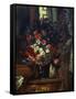 Flowers in a Blue Vase-Eugene Delacroix-Framed Stretched Canvas